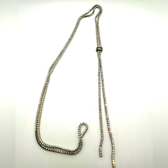 Long Aurora Borealis rhinestone bolero necklace! - Picture 1 of 12